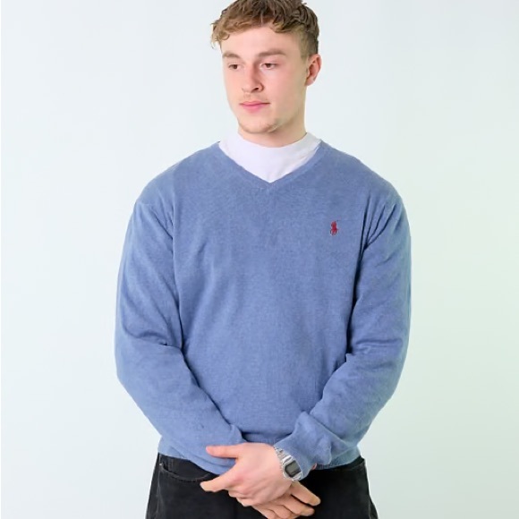 Polo Ralph Lauren Blue V-Neck Sweater - Picture 1 of 5